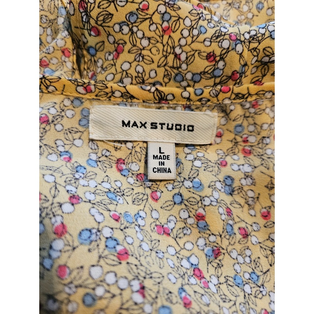 Max Studio Yellow Ruffle Wrap Blouse, Size L - Picture 4 of 6